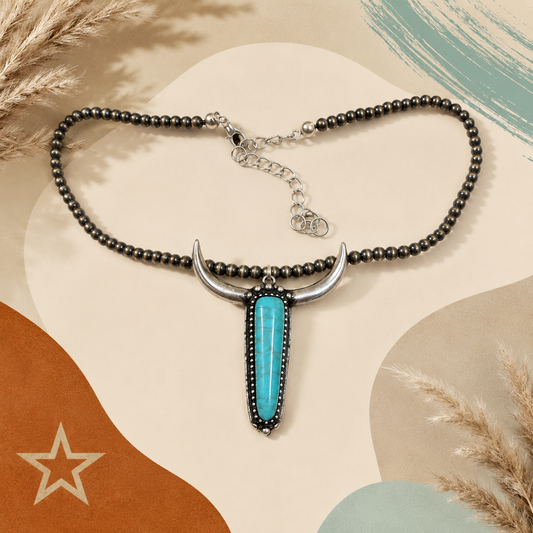 Turquoise High Plains Longhorn Necklace