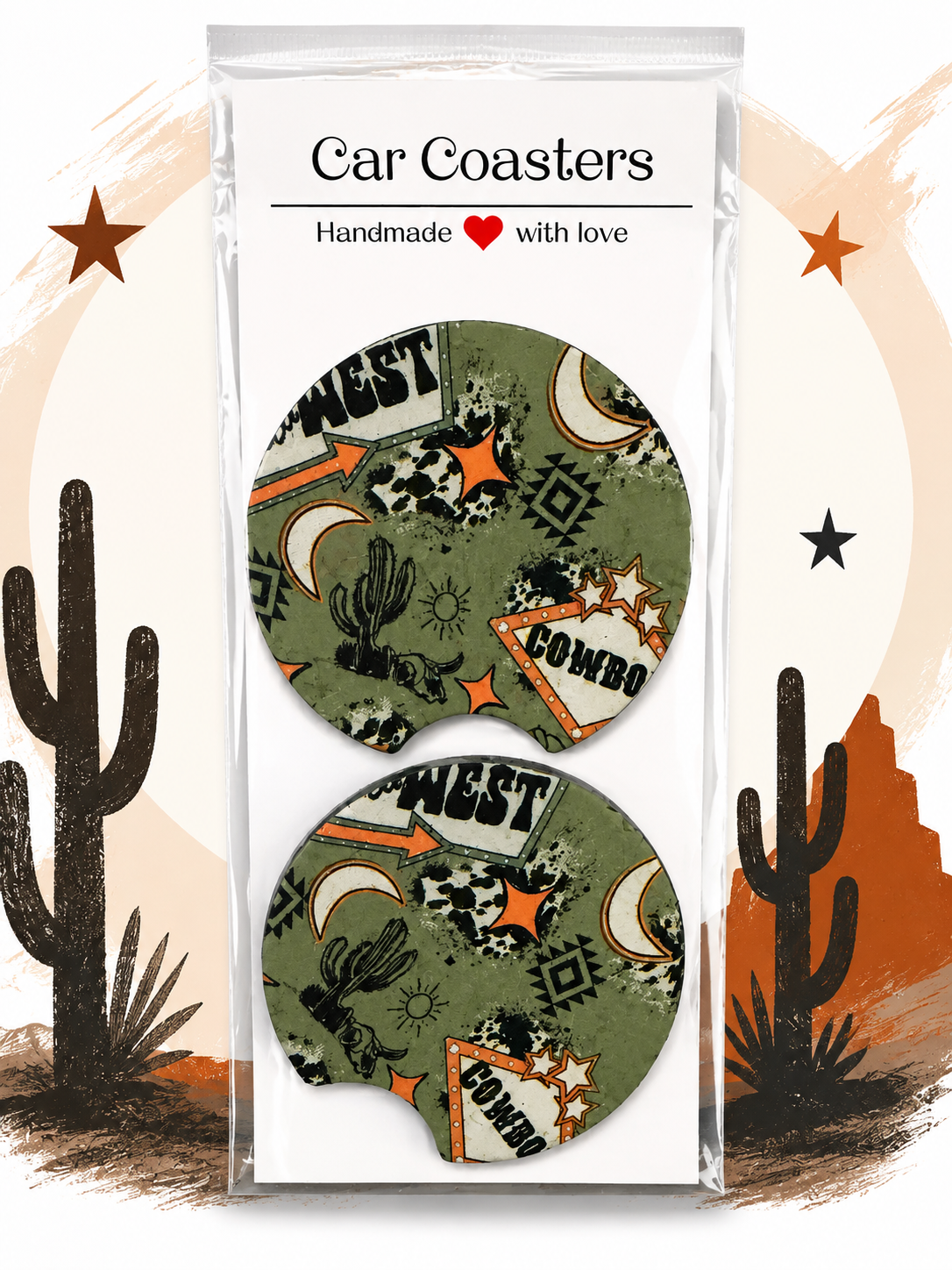 Sagebrush Cowgirl Car Coaster Set