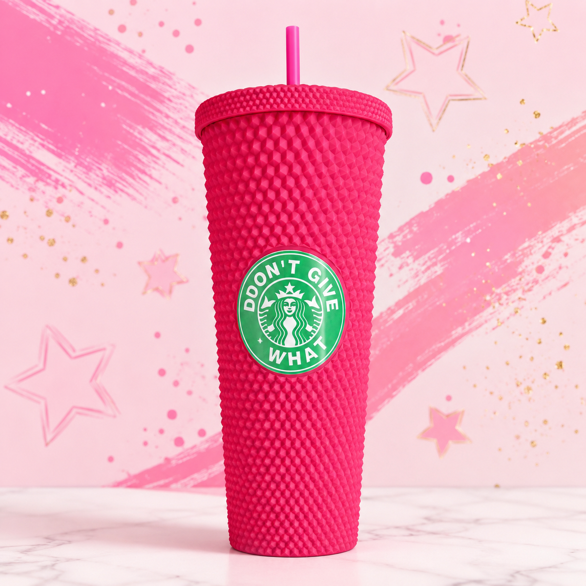 Don’t Give a What Hot Pink Studded Tumbler