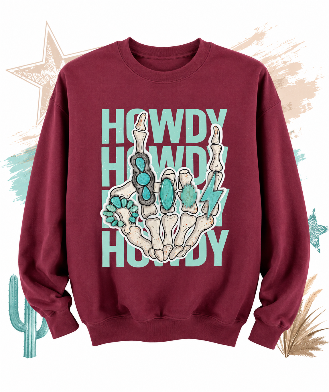Howdy Darlin’ Maroon Western Crewneck
