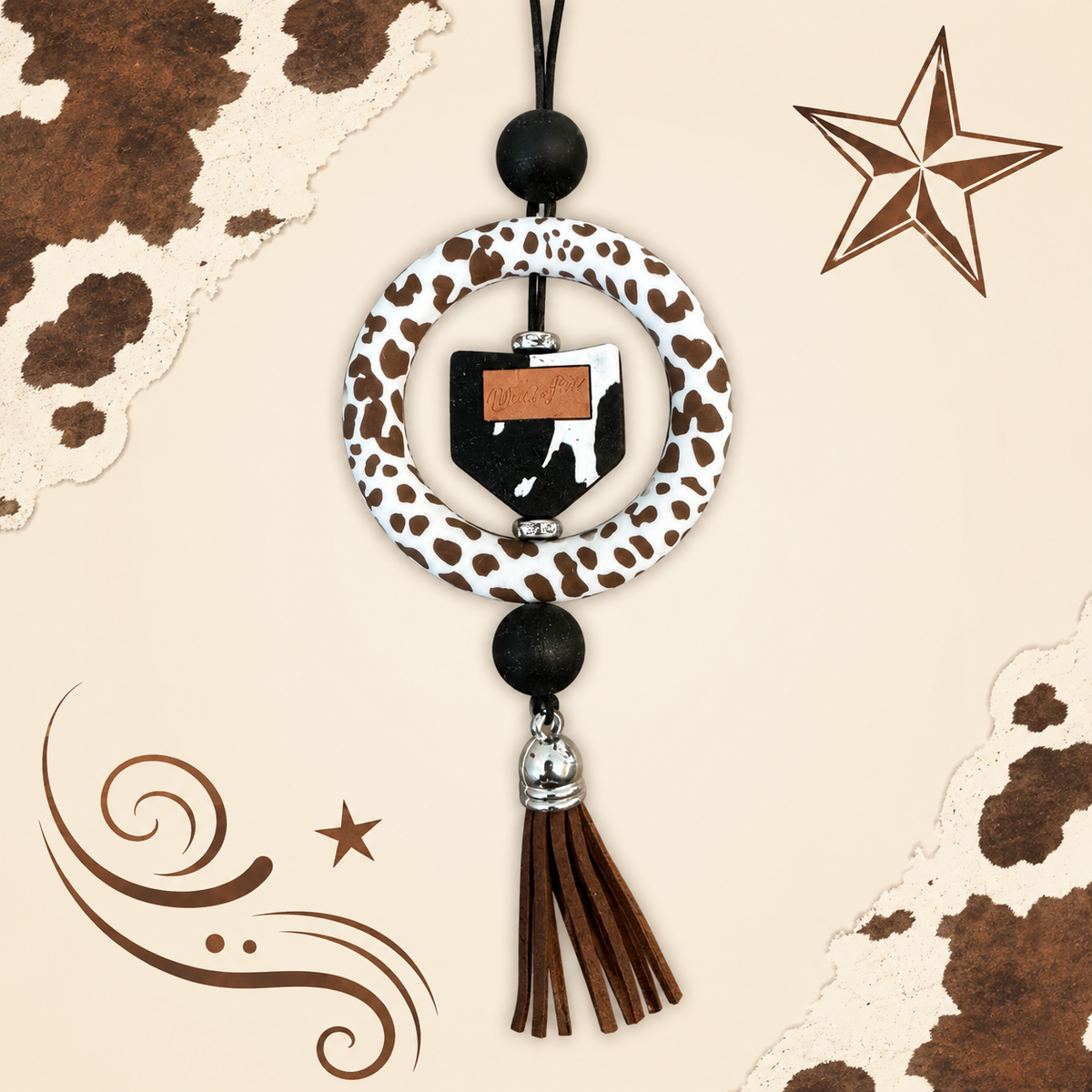 Spotted Saddle Rearview Mirror Hanger