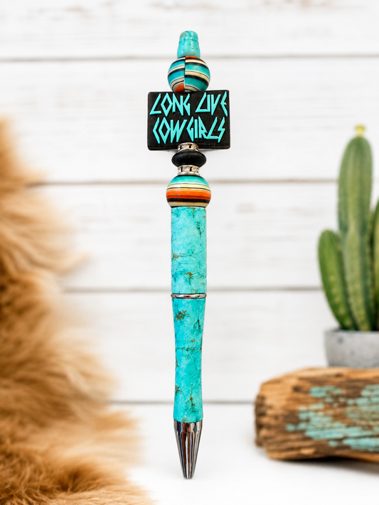 Long Live Cowgirls Turquoise Beaded Pen