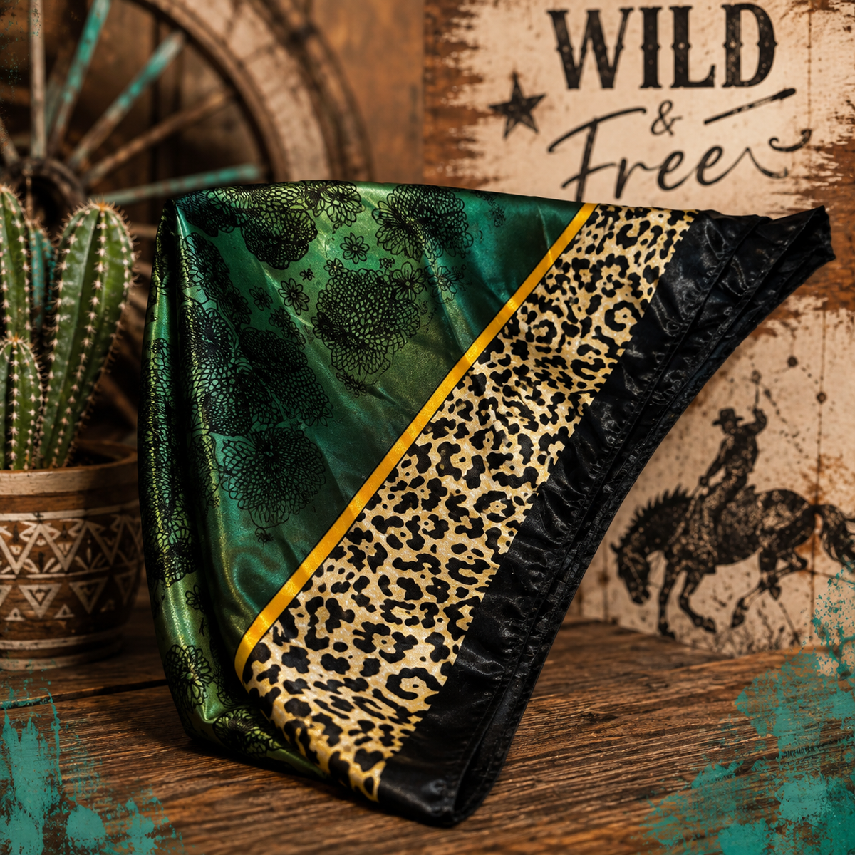 Emerald Outlaw Leopard Silk Scarf