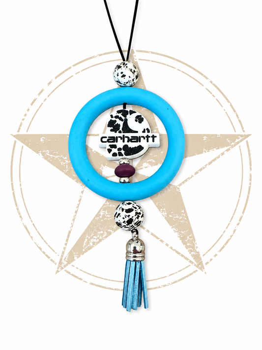 Turquoise Workin’ Cowgirl Rearview Mirror Hanger