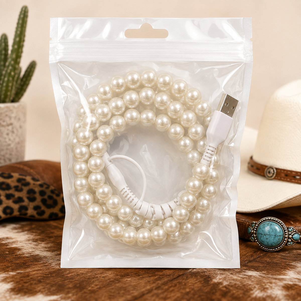 Pearl Beaded Dual Charging Cable