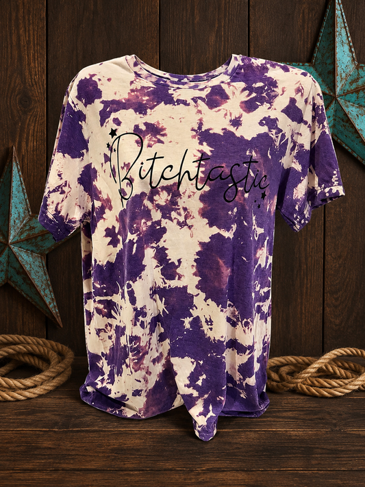 Bitchtastic Purple Bleached Graphic Tee