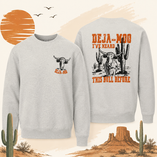 Deja-Moo Adult Western Crewneck