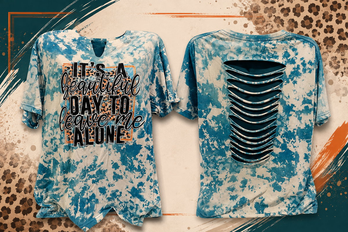 Beautiful Day Cutout Back Bleached Tee