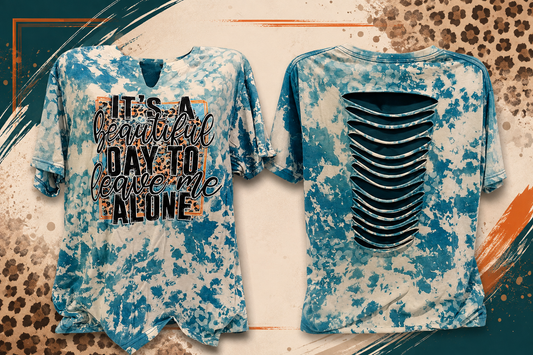 Beautiful Day Cutout Back Bleached Tee