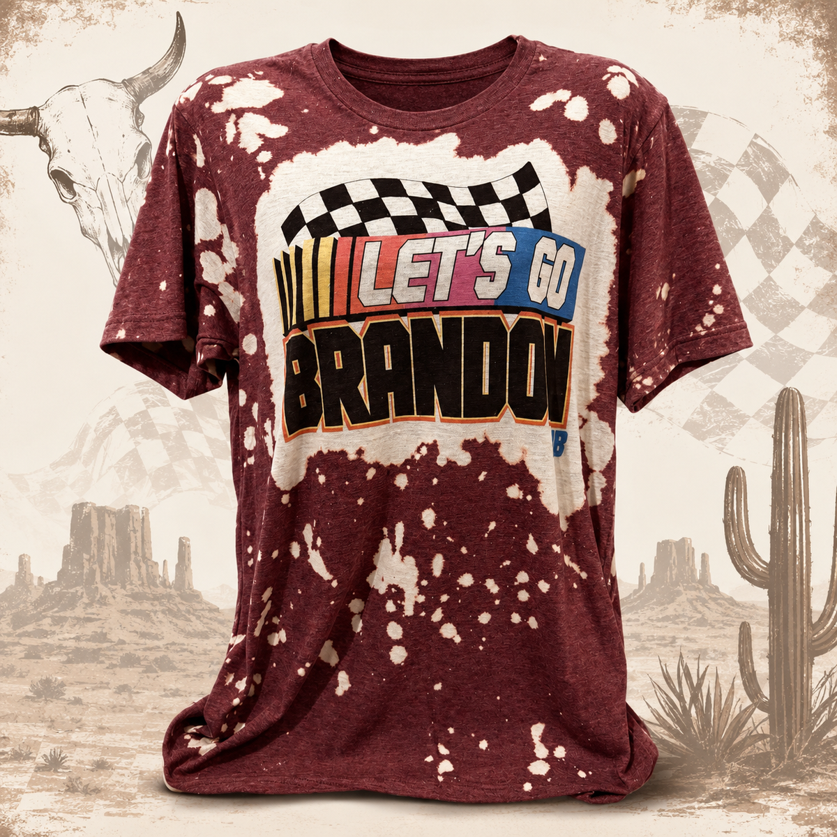 Let’s Go Brandon Race Day Bleached Tee
