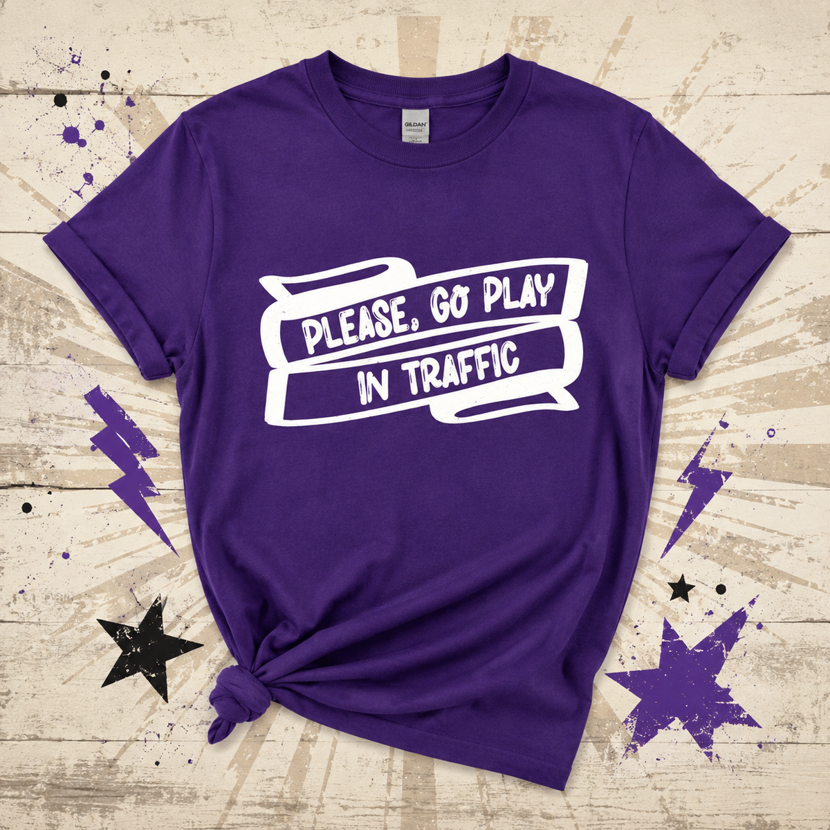 Go Play in Traffic Purple Graphic Tee