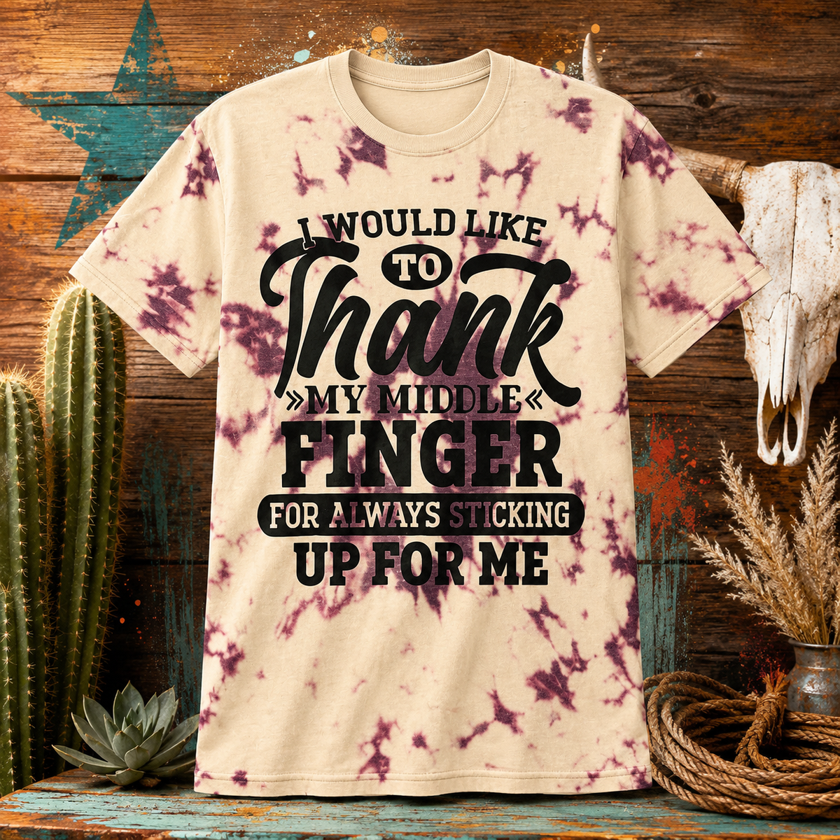 Thank My Middle Finger Bleached Graphic Tee