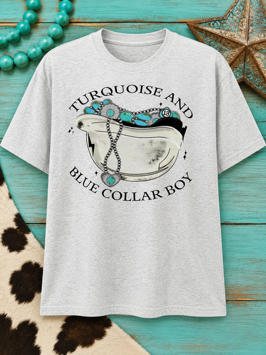 Turquoise & Blue Collar Boy Graphic Tee